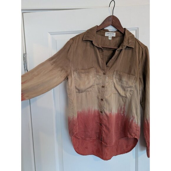 Anthropologie Cloth & Stone ombre shirt earthy natural - Picture 5 of 7
